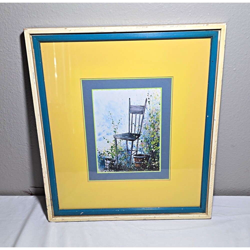 Anseley Thornton Furn 16.5x16.5 Wood Framed Wall Art Rustic Garden Chair Art